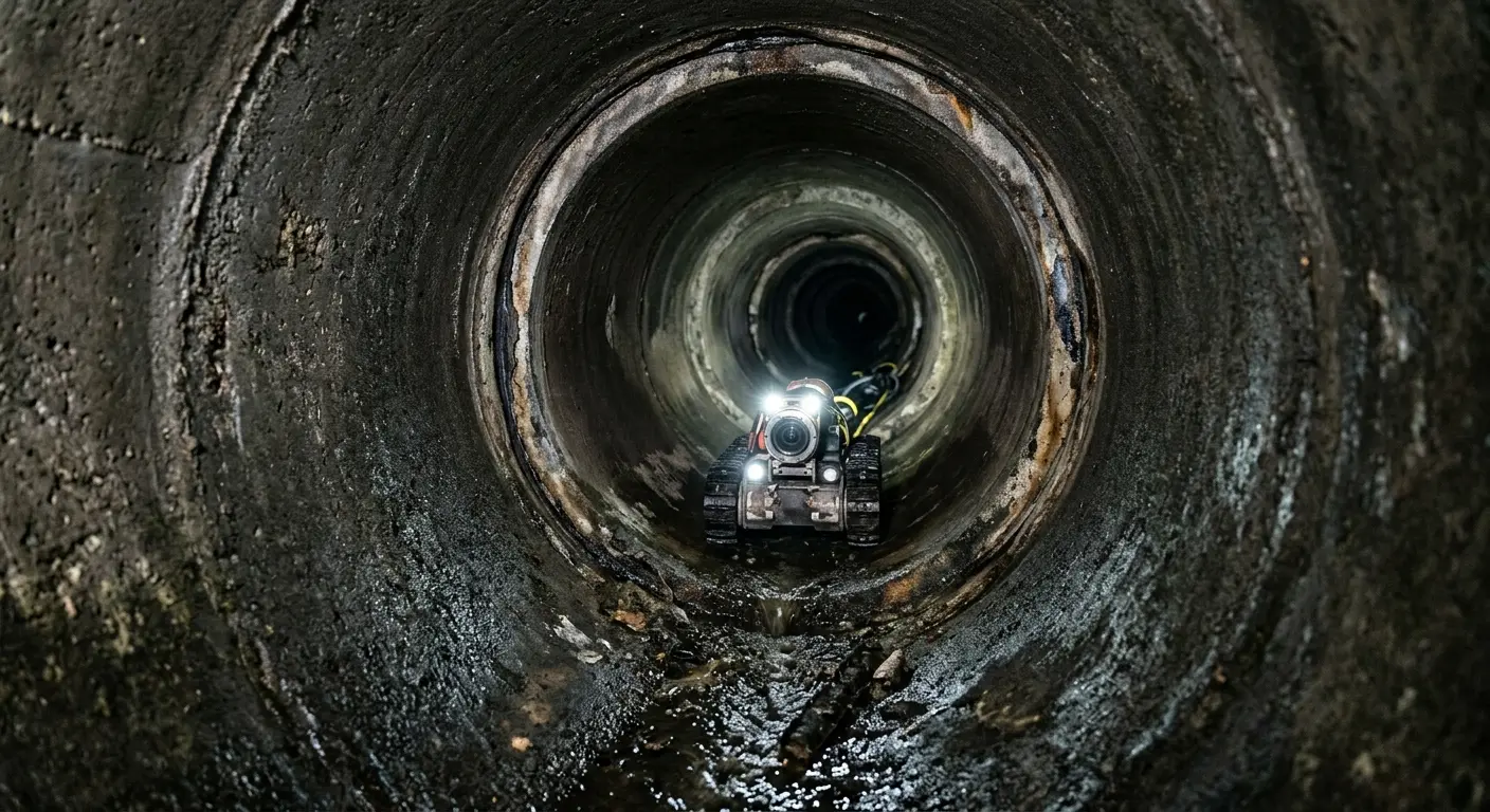 Robotic sewer camera inspecting pipe interior for Drain Snake Service in Neshannock